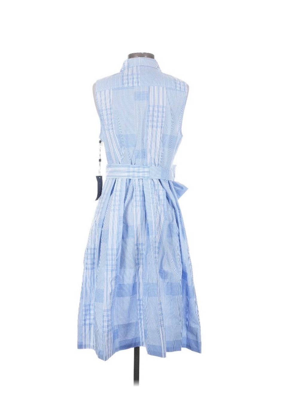 NWT Tommy Hilfiger Sleeveless Light Blue Striped Shirt Dress with Tie Waist - Picture 2 of 9